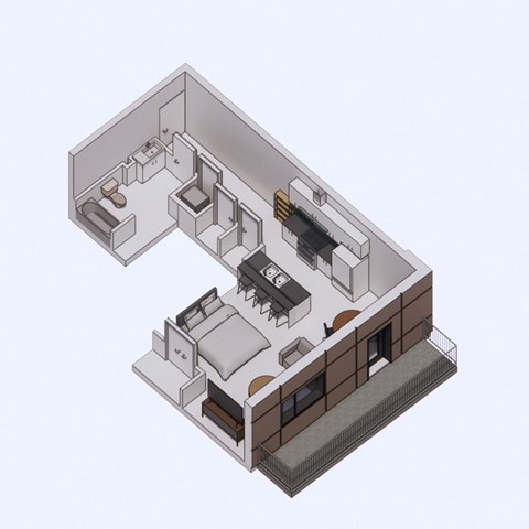 a floor plan of a house with a bedroom and a living room